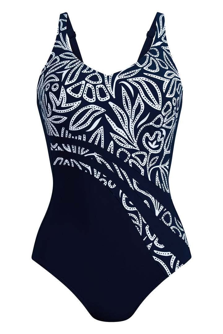 Anita Care Dirban Navy Blue and White Mastectomy Swimsuit 6318 345