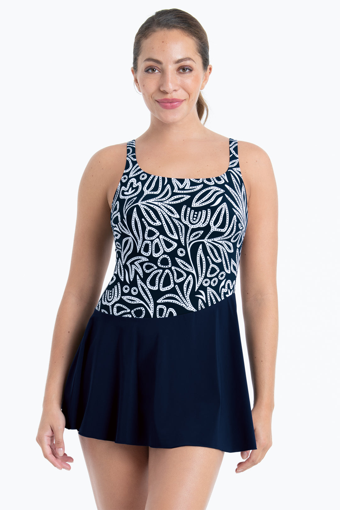Anita Care Kista Navy Blue White Mastectomy Skirt Swimsuit 6488 345