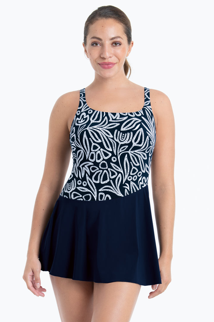 Anita Care Kista Navy Blue White Mastectomy Skirt Swimsuit 6488 345