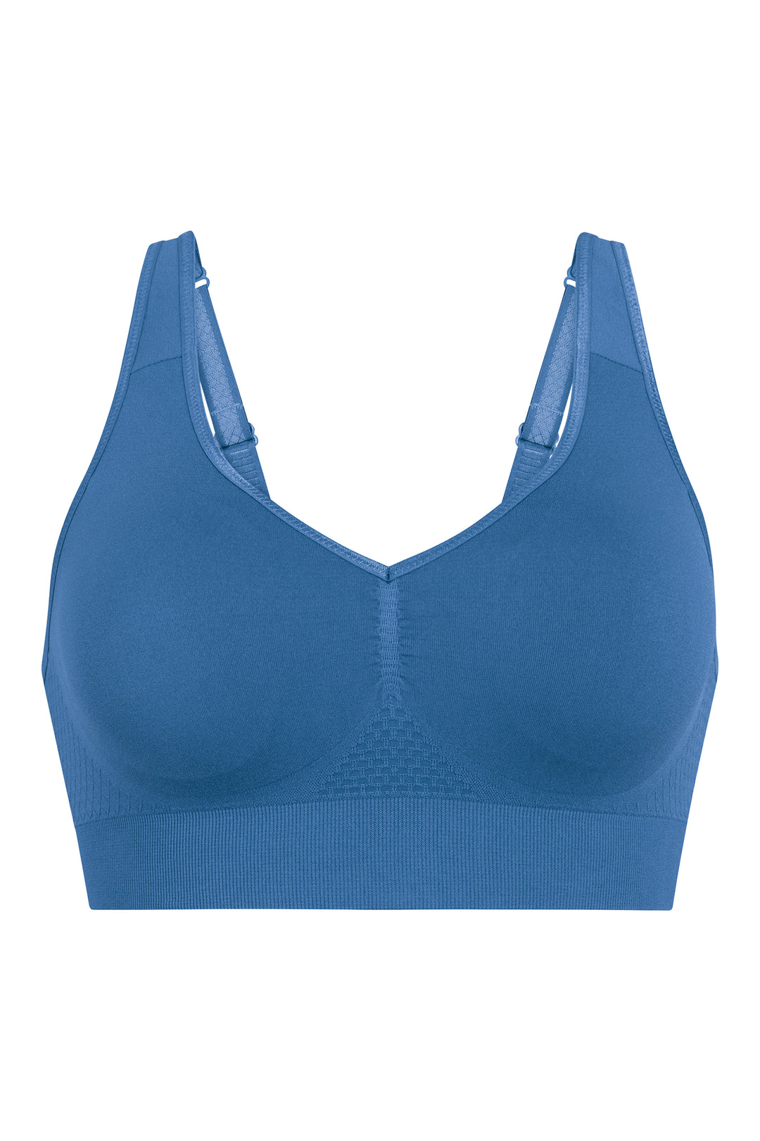 Blue sports bra on a white background