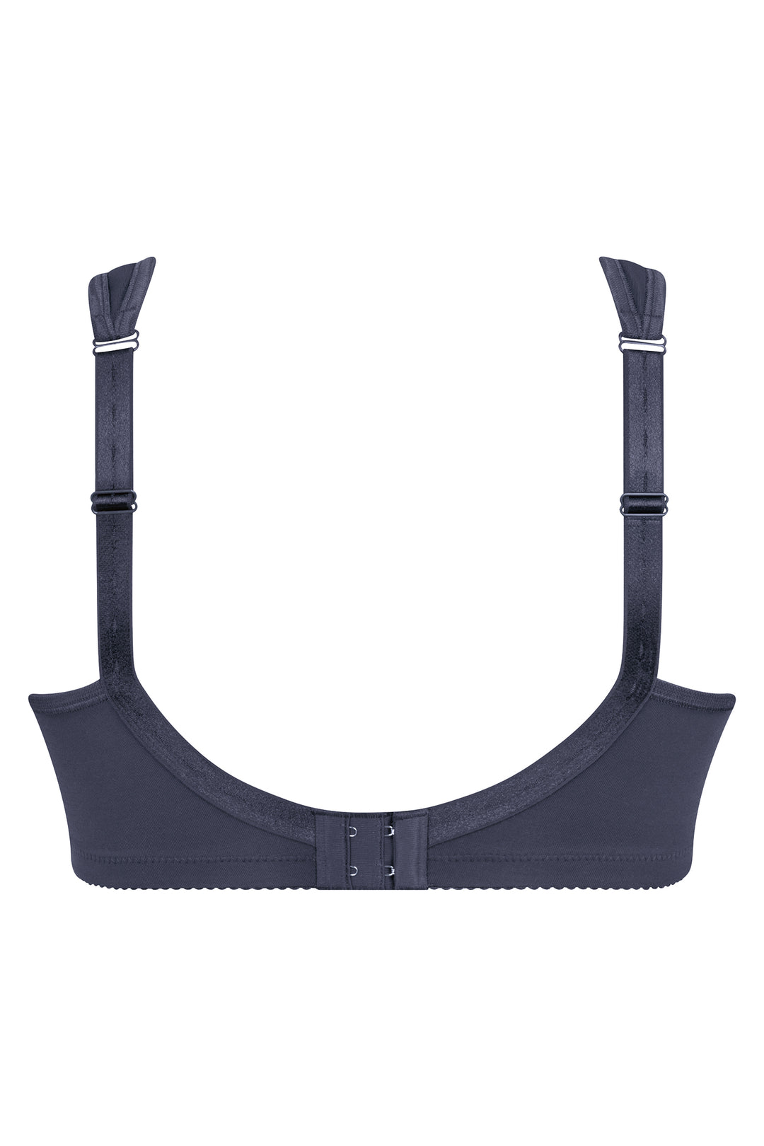 Navy blue bra with straps on a white background