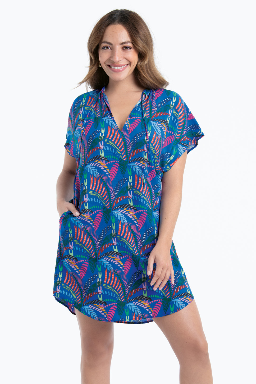 Anita M6 8122 335 Blue Sardinia Print Beach Swimwear Coverup Dress