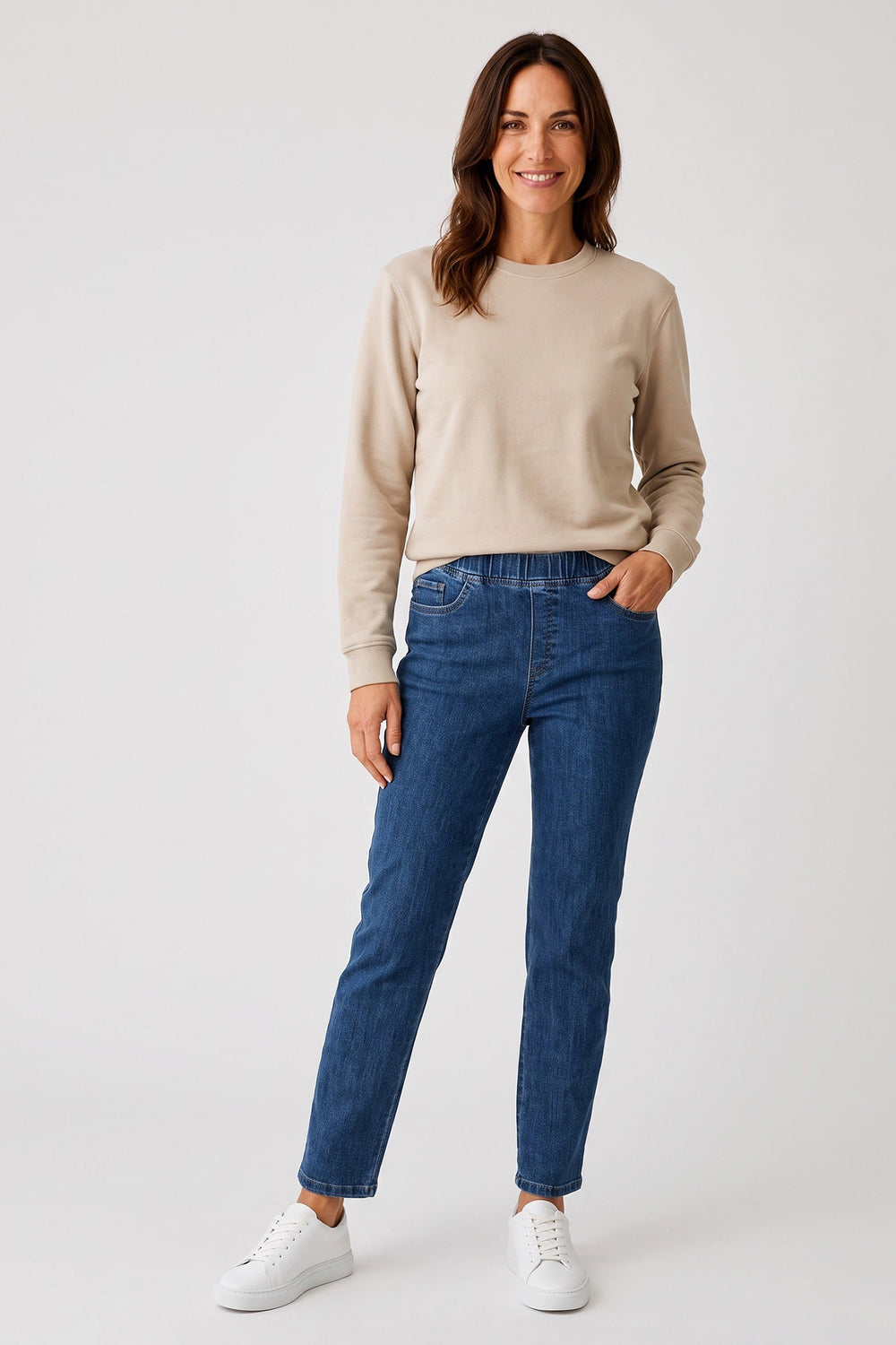 Anna Montana Angelika Stone Wash Blue Slim Flexi Rom Jeans 1000 048, back flat