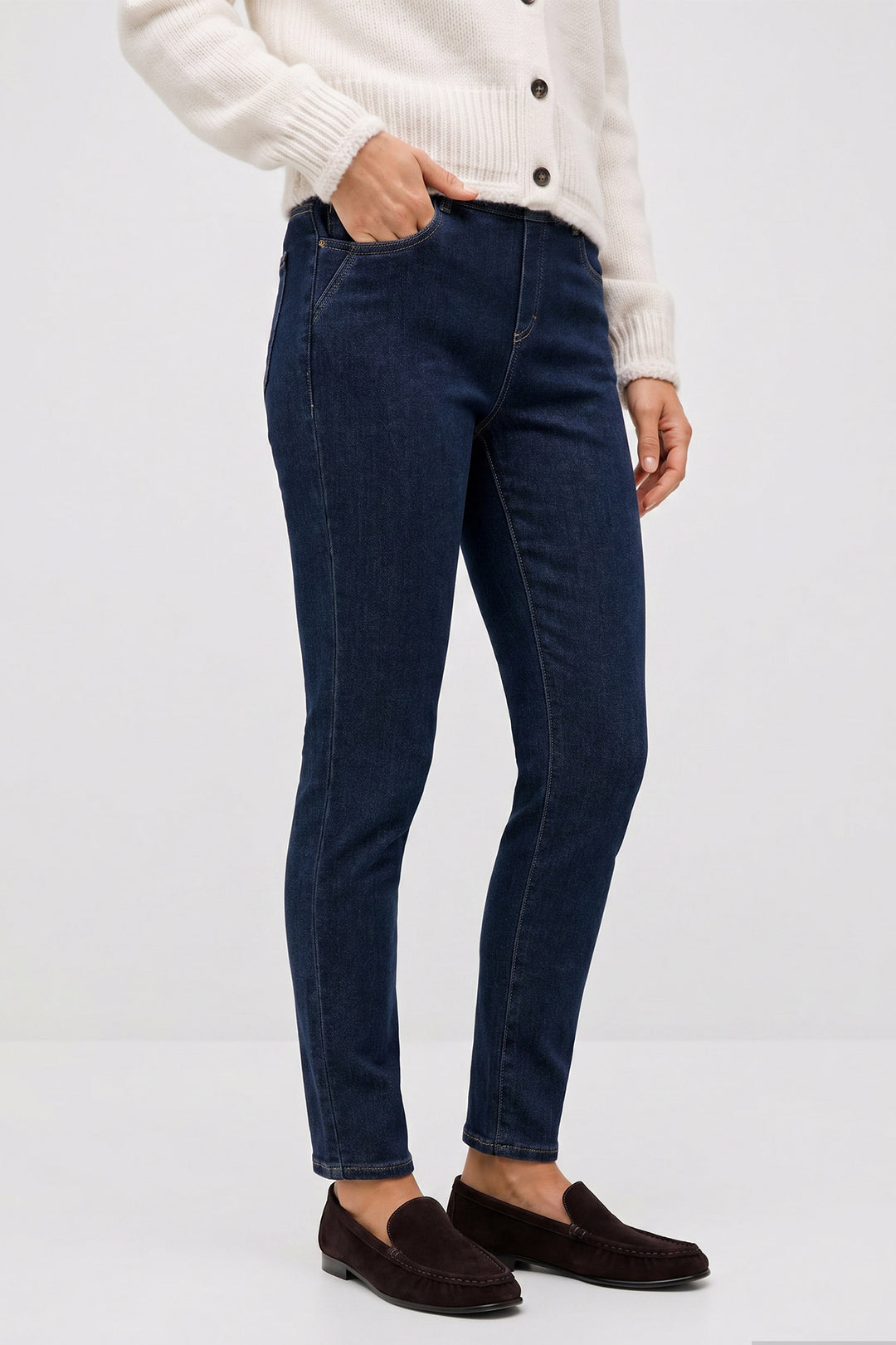 Anna Montana Angelika Blue Black Slim Flexi Thermo Jeans 1021 56, worn, second view