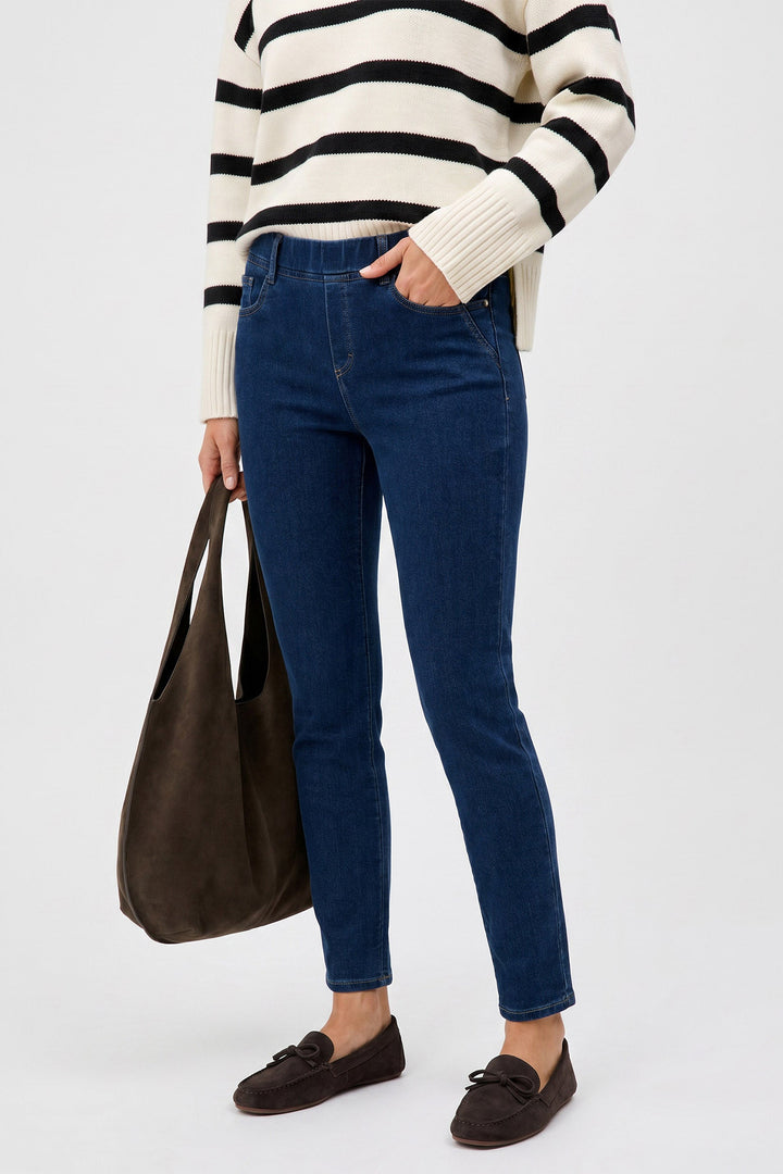 Anna Montana Angelika Stone Wash Blue Slim Flexi Thermo Jeans 1021 048, worn, second view