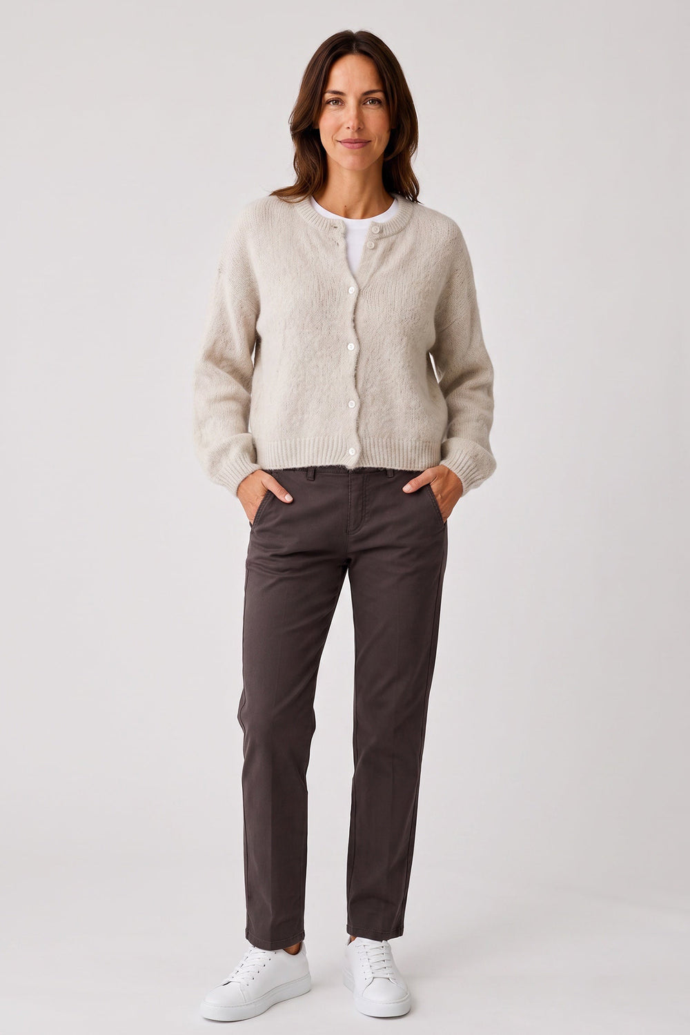 Anna Montana Mila Coffee Wide Flexi Milano Trousers 1045, back flat