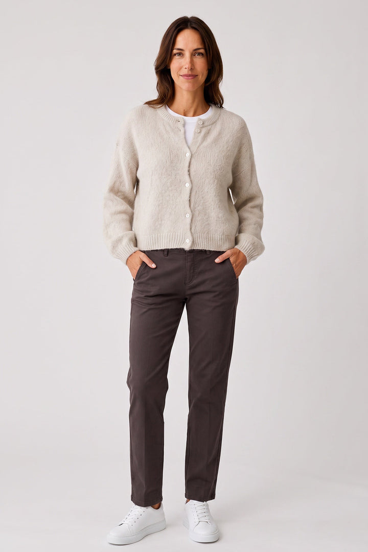 Anna Montana Mila Coffee Wide Flexi Milano Trousers 1045, back flat