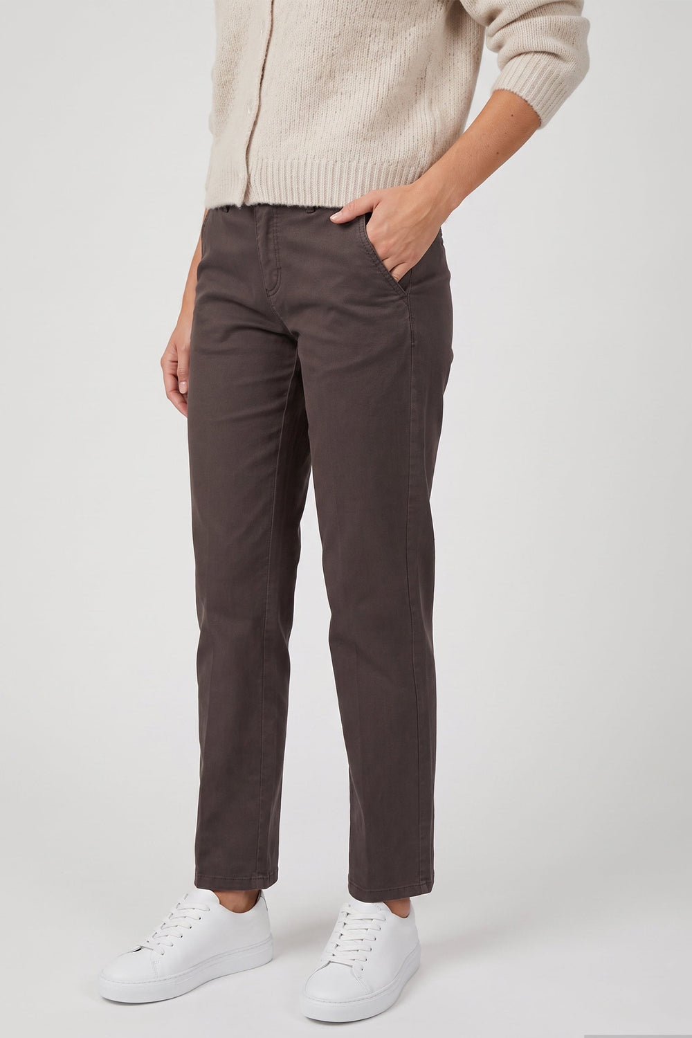 Anna Montana Mila Coffee Wide Flexi Milano Trousers 1045, worn