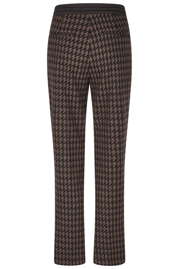 Houndstooth patterned pants on a white background