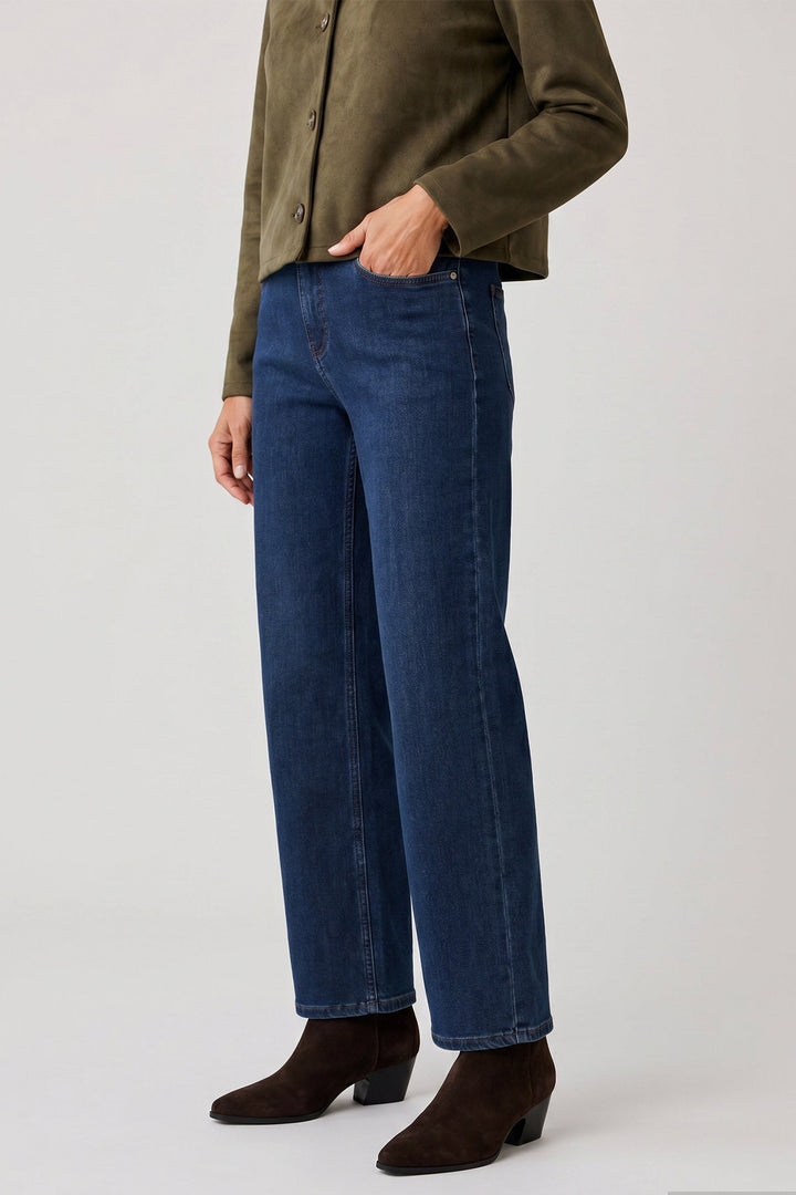 Anna Montana Mila Midnight Wide Fit Graz Trousers 5653, worn, leg close-up