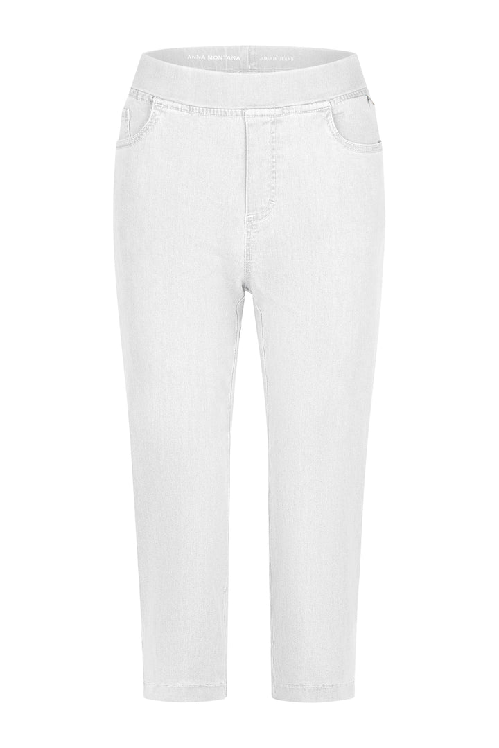 Anna Montana Angelika 1016 3 White Jump-In Capri Cropped Jeans