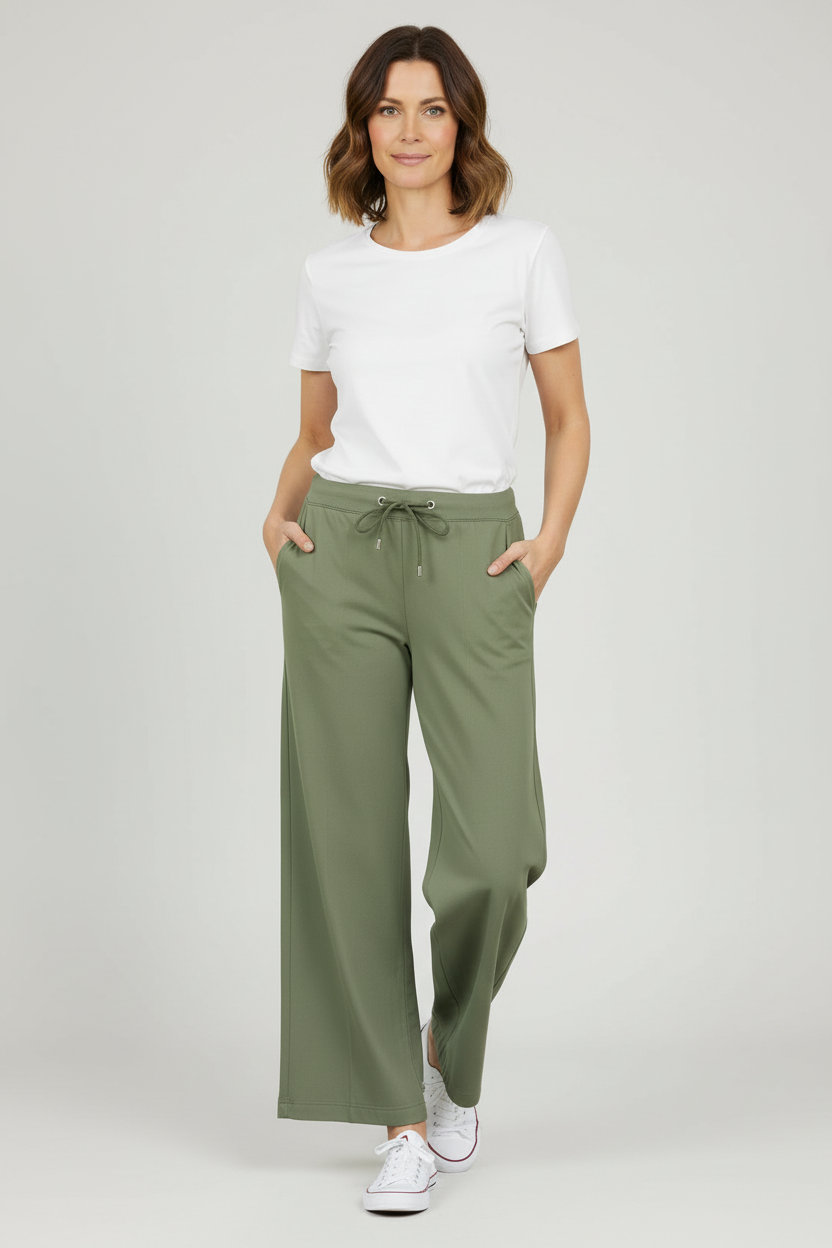 Anna Montana Meret 5614 784 Light Olive Green Culotte Munchen Trousers