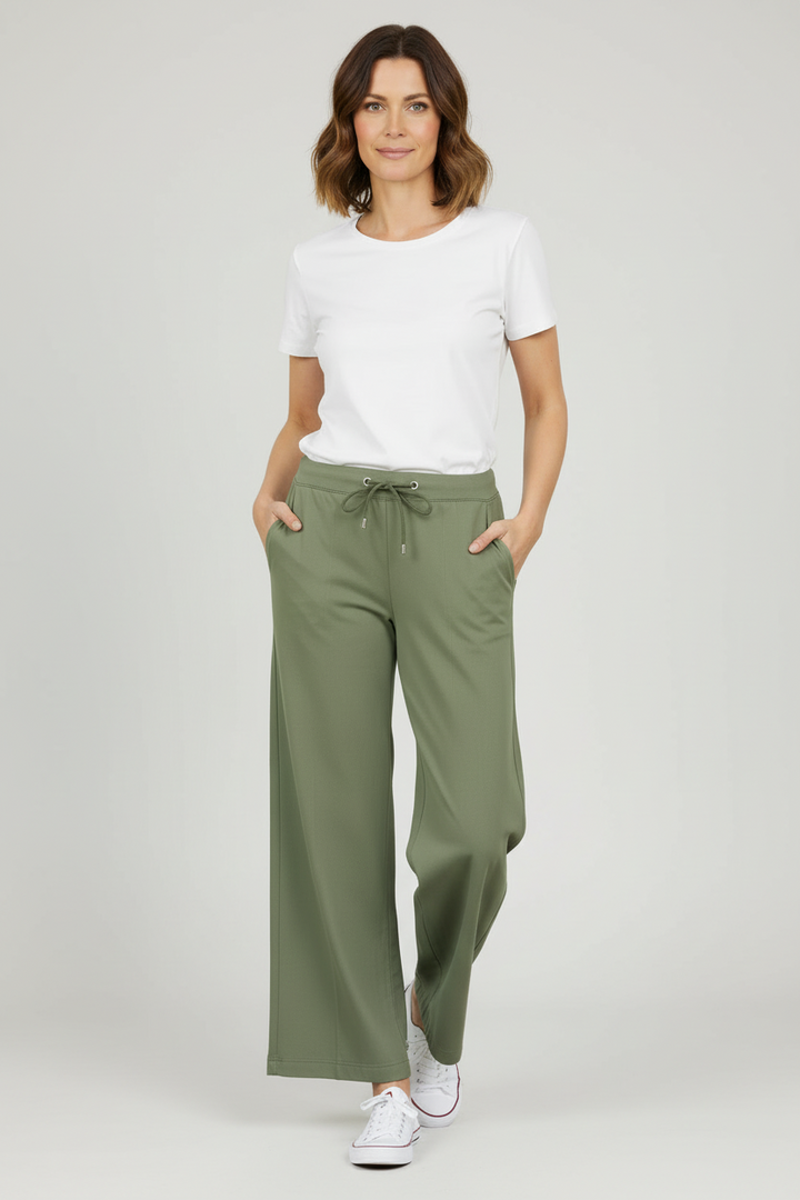Anna Montana Meret 5614 784 Light Olive Green Culotte Munchen Trousers
