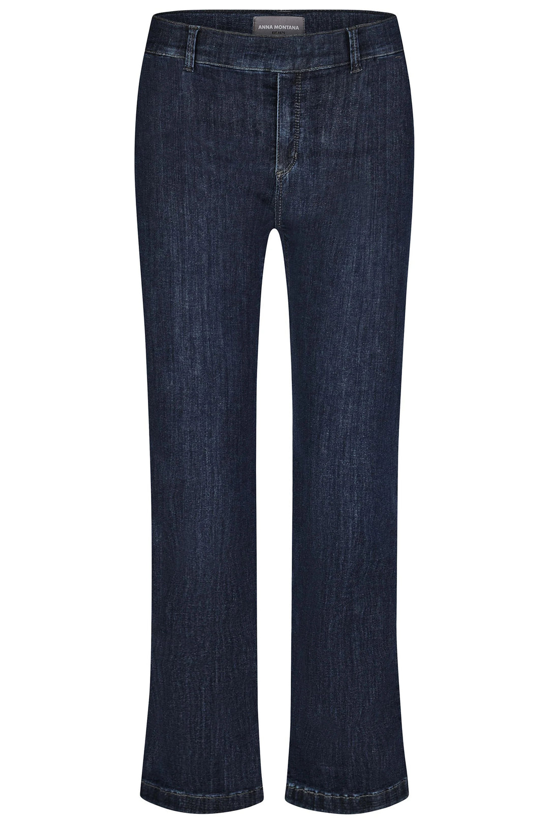 Pair of dark blue jeans on a white background