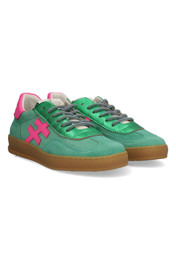 Another Trend A032 11 62 Vento Green Leather & Suede Trainer