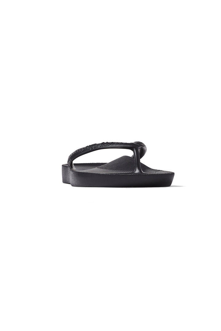 Archies Arch Support Flip Flops Black, front view