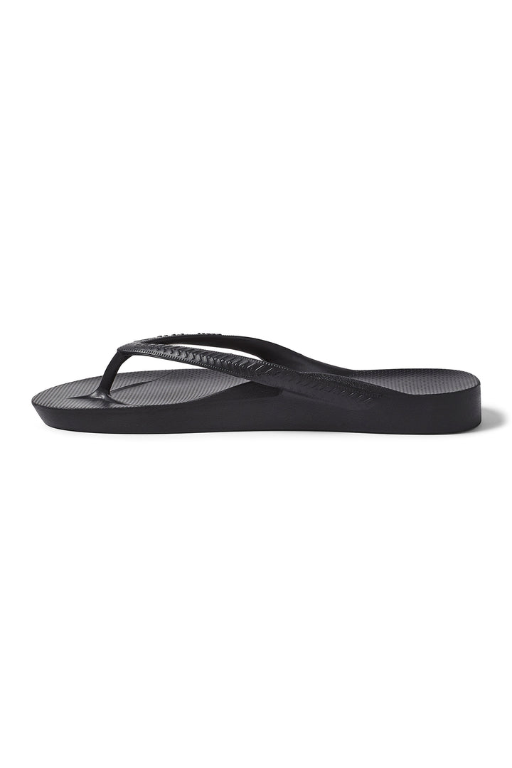 Archies Arch Support Flip Flops Black, side view