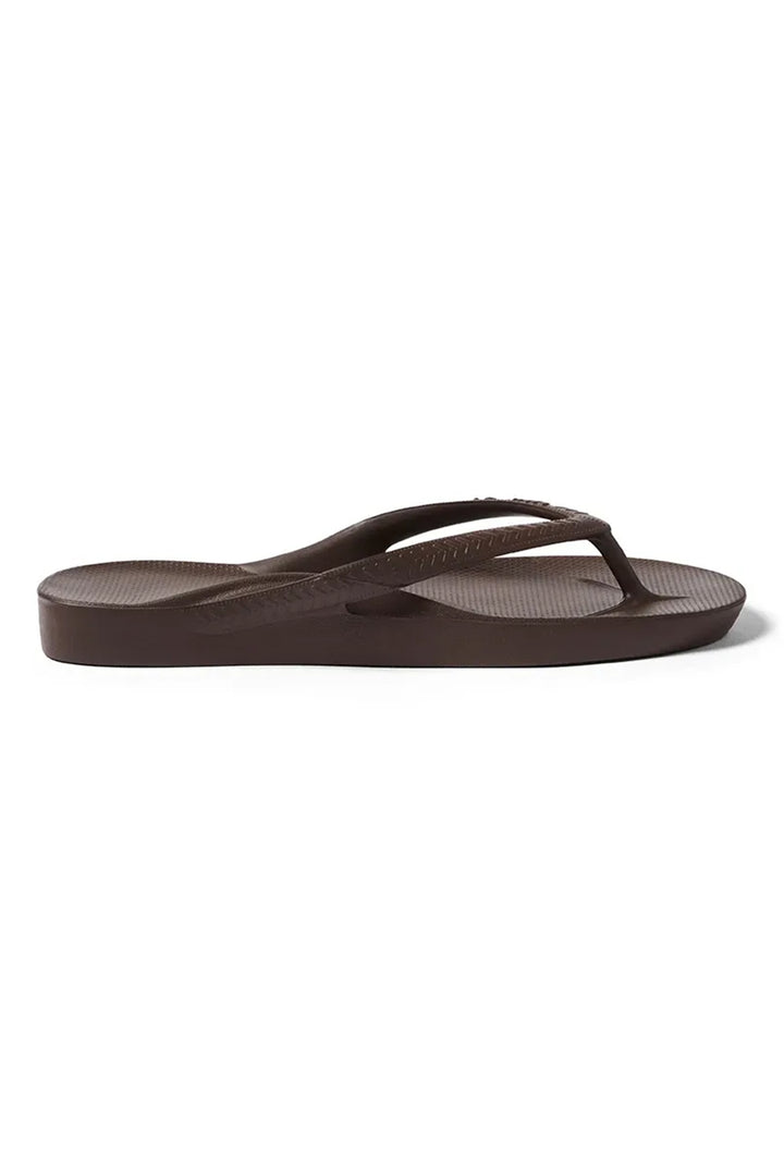 Archies arch support flip flops in brown at Shirley Allum