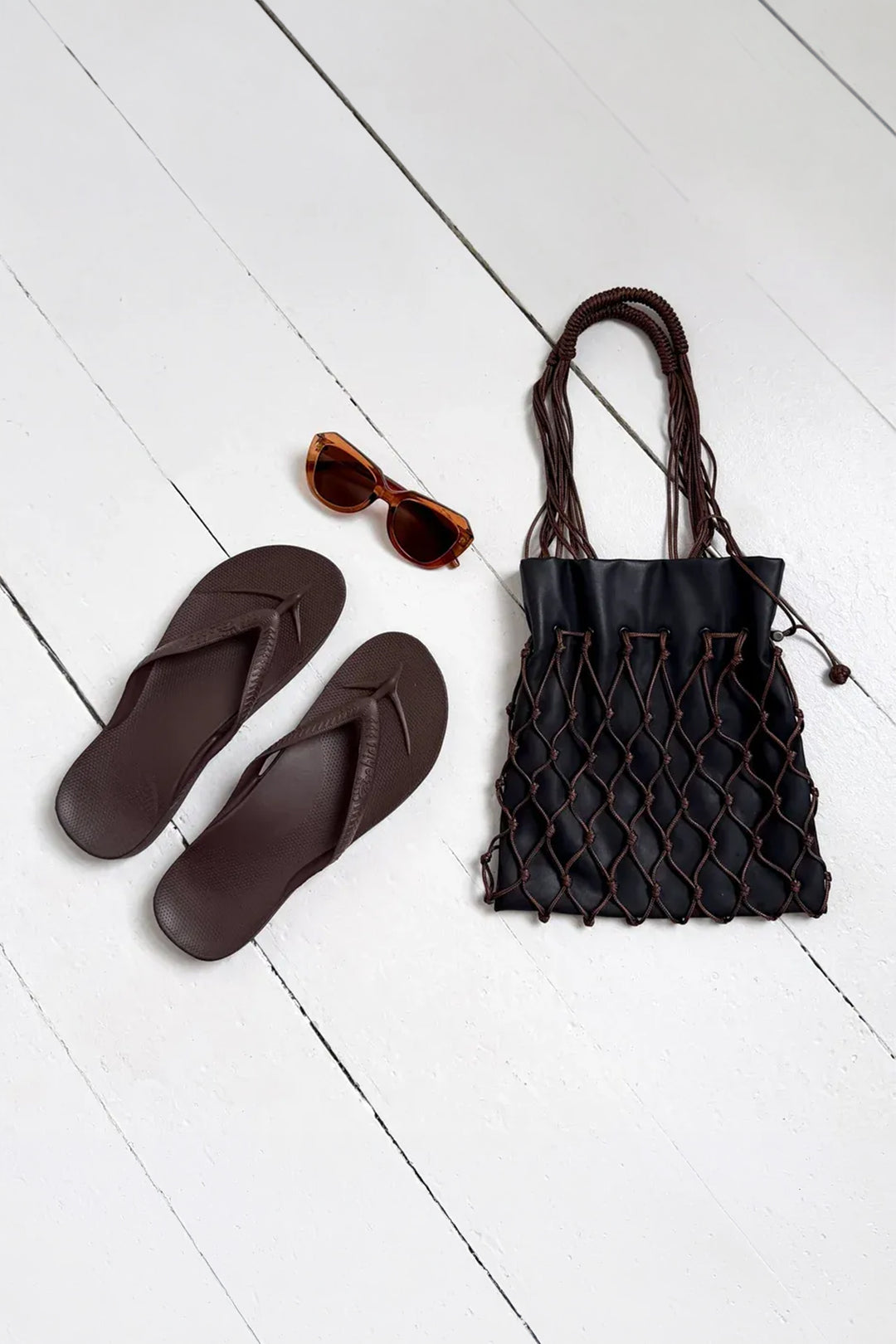 Archies arch support flip flops in brown at Shirley Allum
