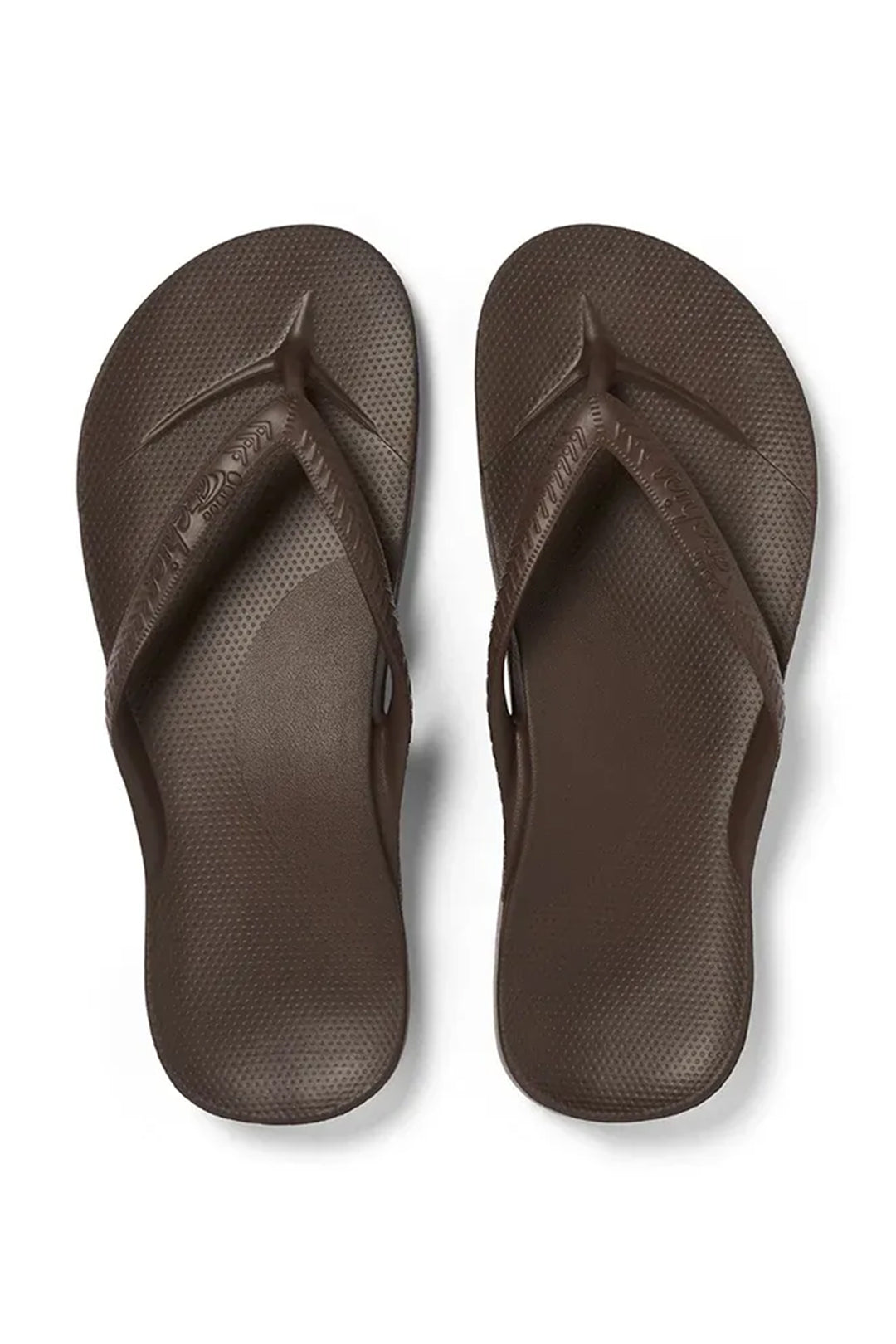Archies arch support flip flops in brown at Shirley Allum