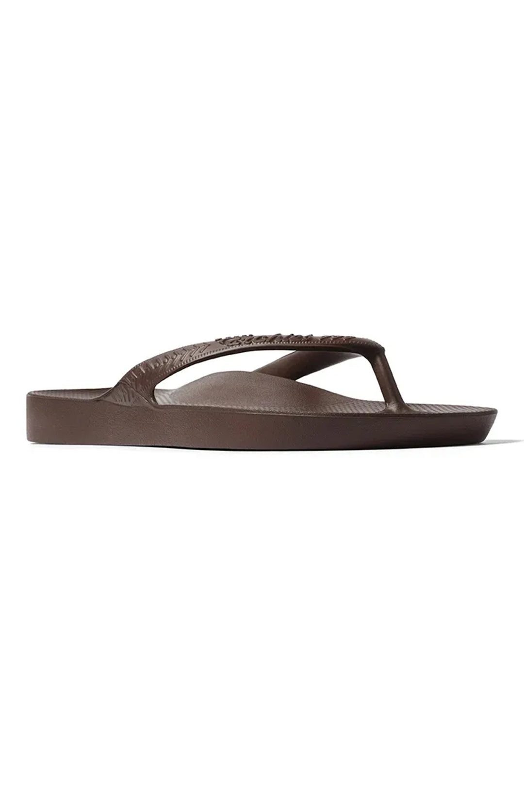Archies arch support flip flops in brown at Shirley Allum