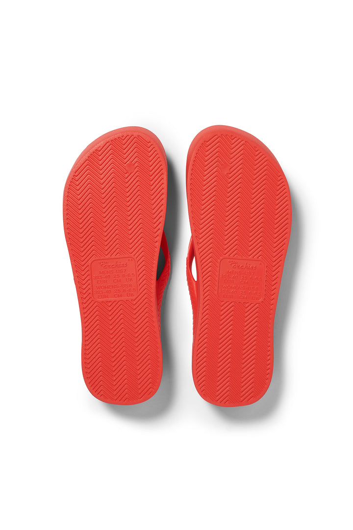 Archies Arch Support Flip Flops Coral, grip sole