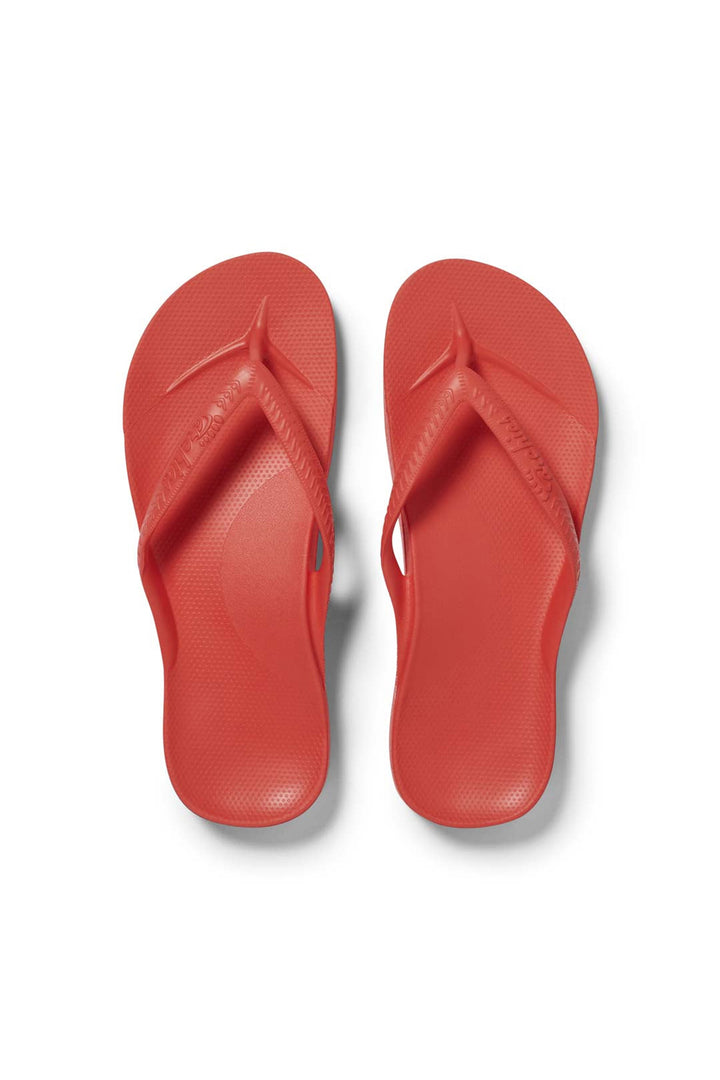 Archies Arch Support Flip Flops Coral, top view of the pair