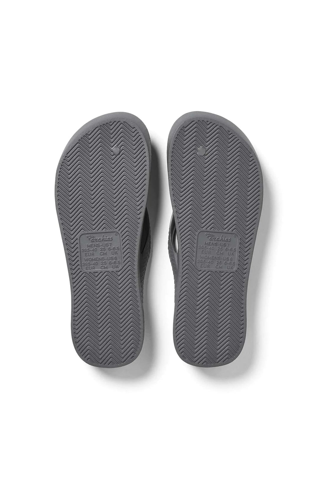 Archies Arch Support Flip Flops Grey, grip sole