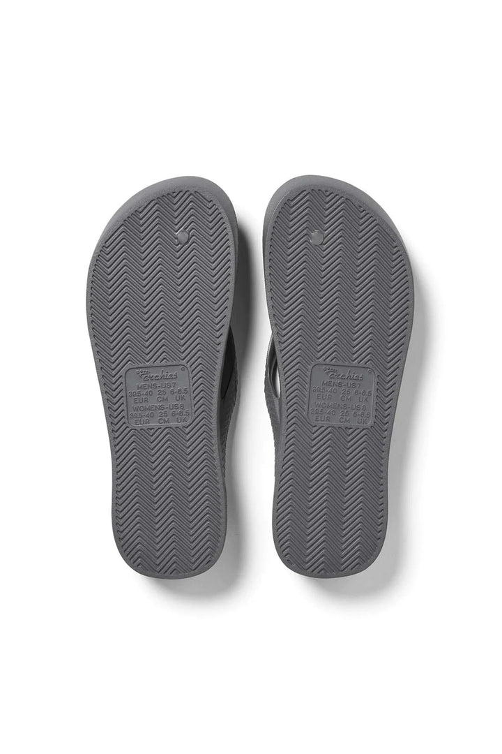Archies Arch Support Flip Flops Grey, grip sole