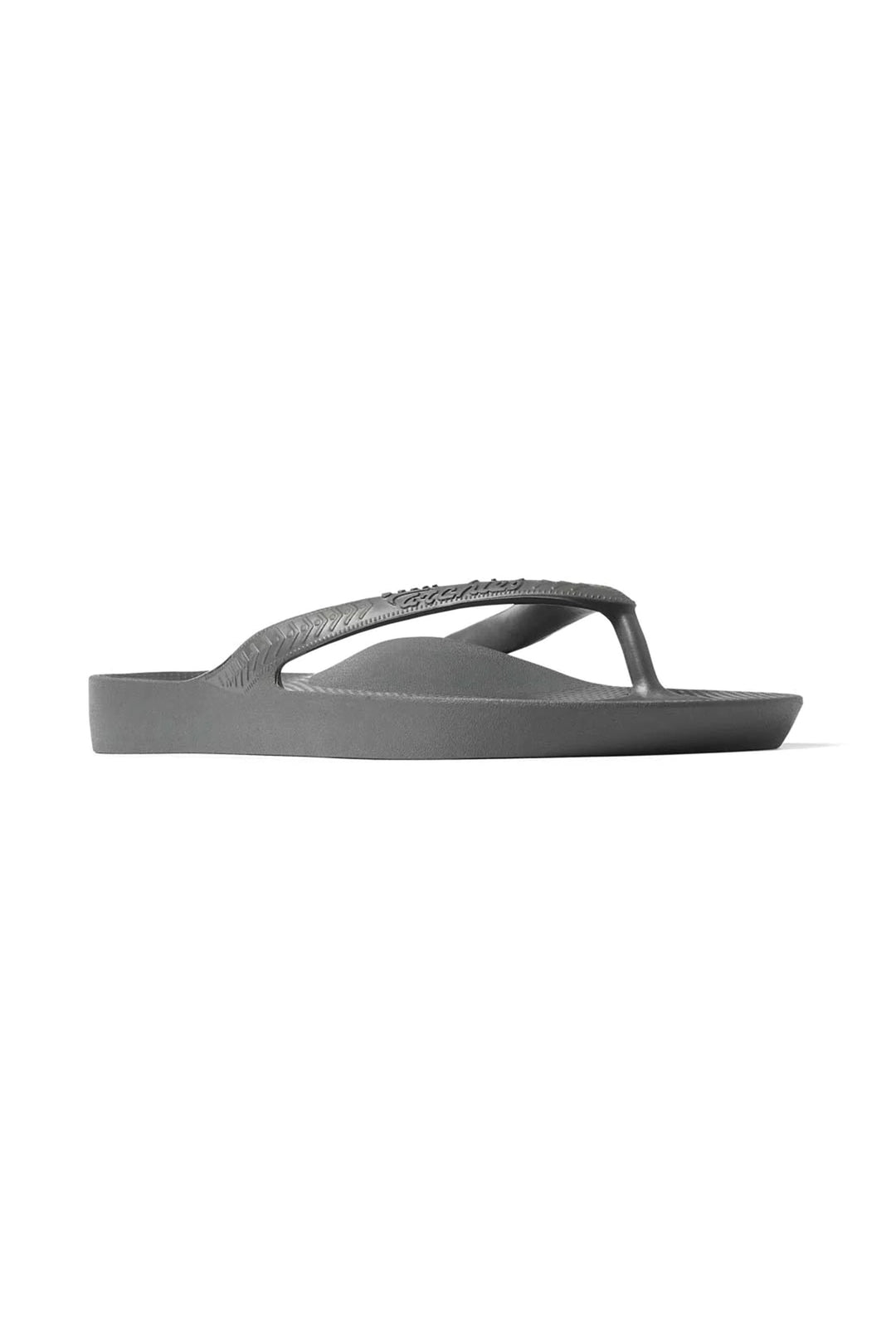 Archies Arch Support Flip Flops Grey, side view