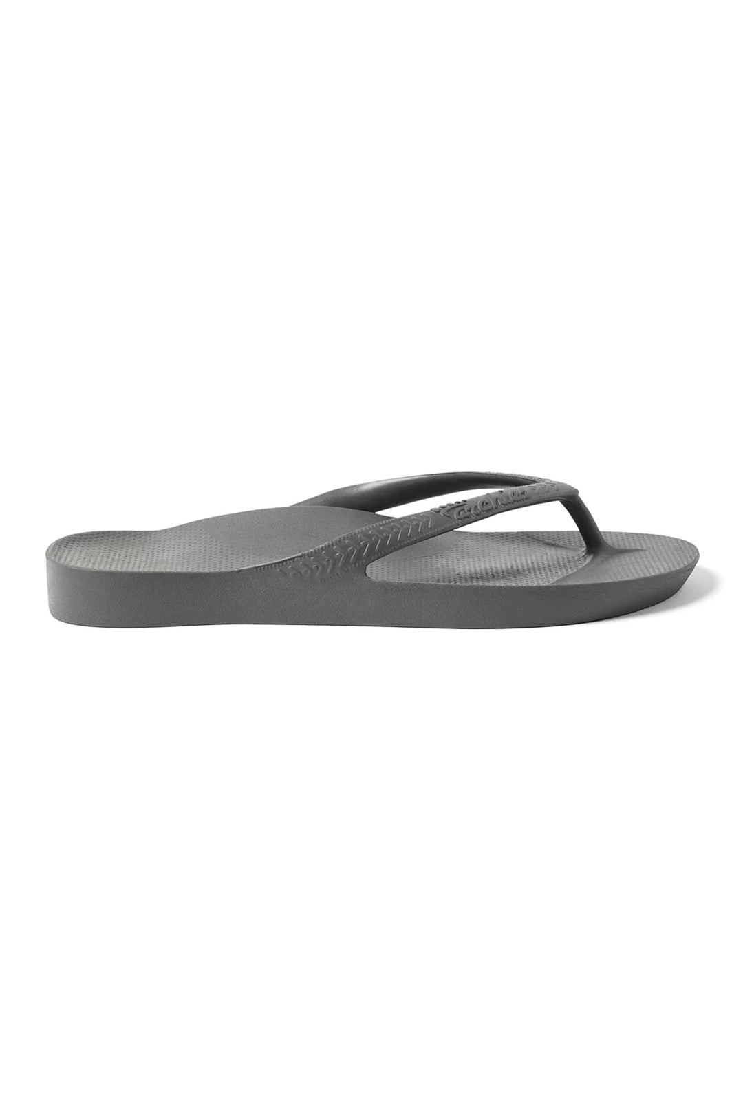 Archies Arch Support Flip Flops Grey, outer side view