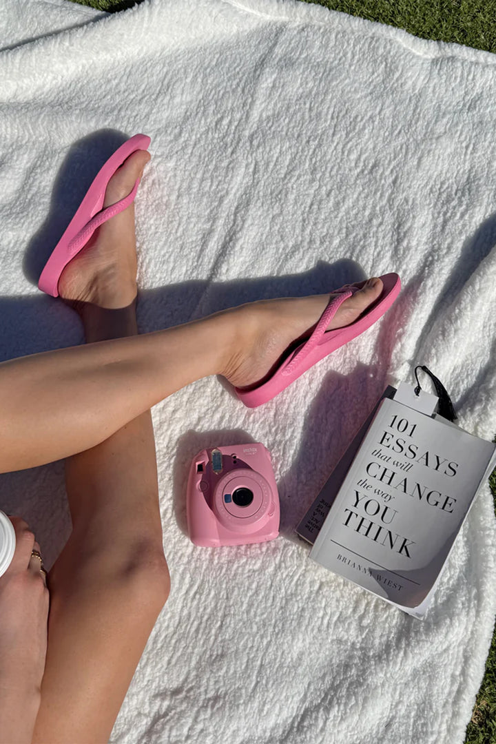 Archies arch support flip flops in hot pink at Shirley Allum