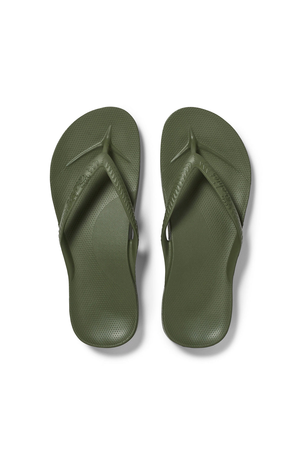 Archies Arch Support Flip Flops Khaki, top view of the pair