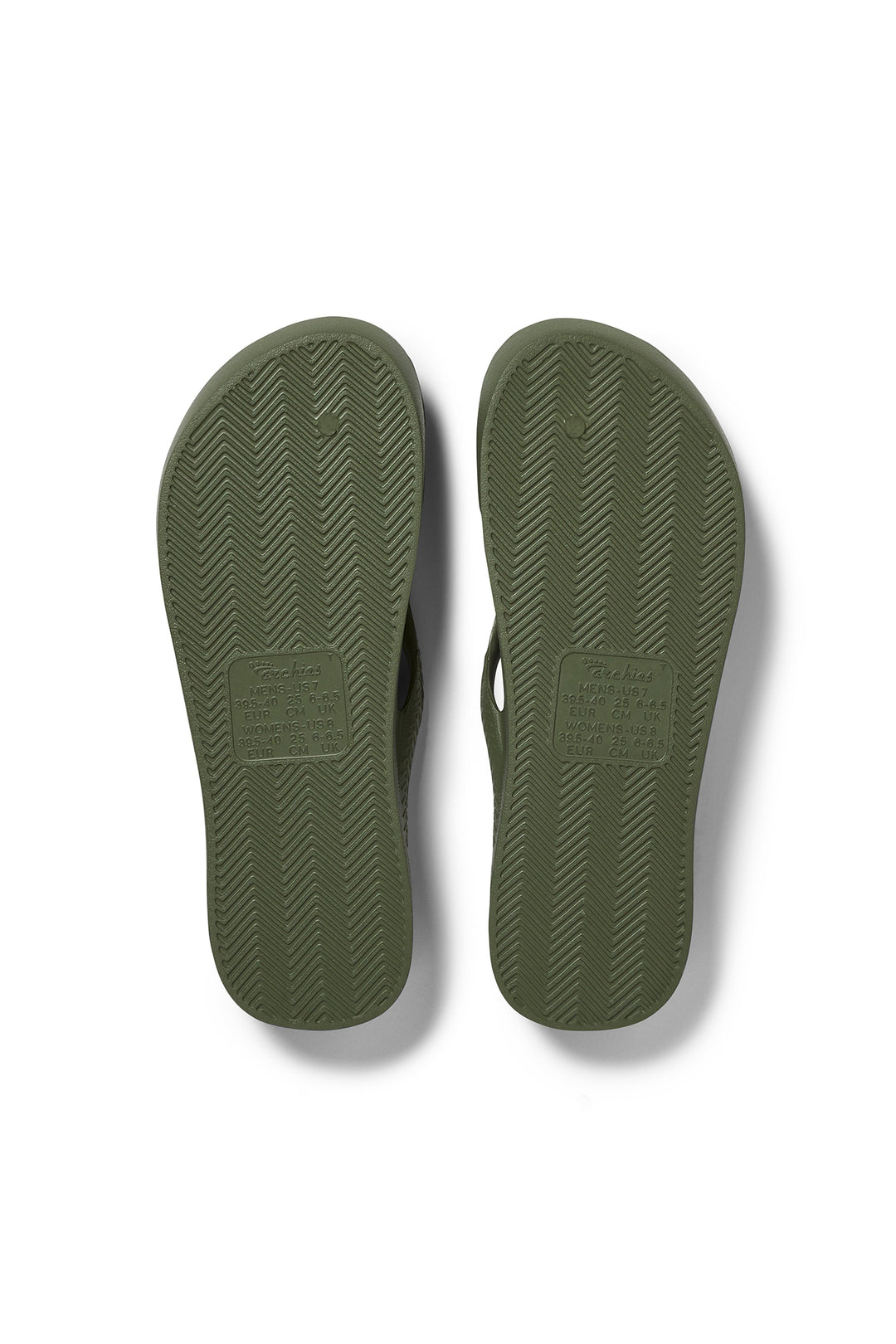 Archies Arch Support Flip Flops Khaki, grip sole
