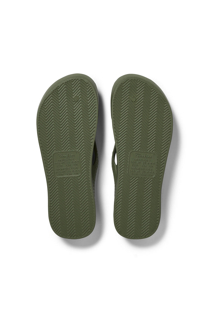 Archies Arch Support Flip Flops Khaki, grip sole