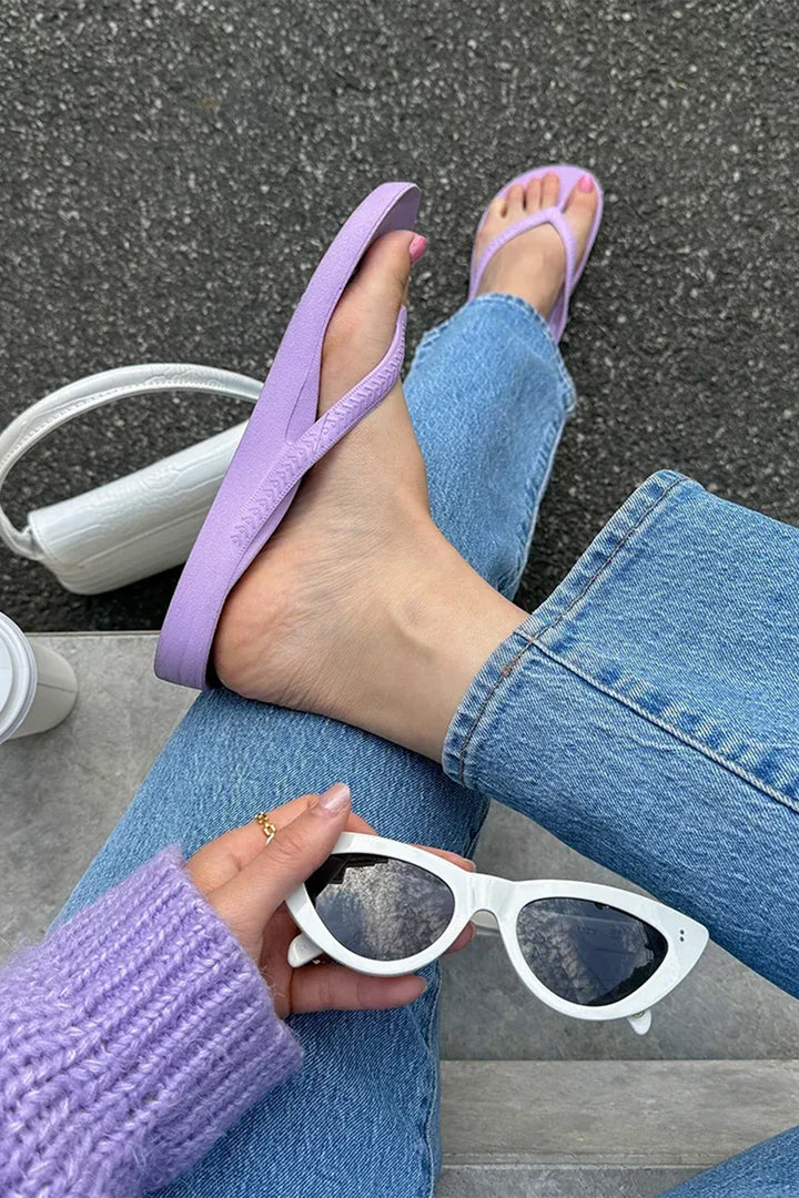 Archies arch support flip flops in lilac at Shirley Allum