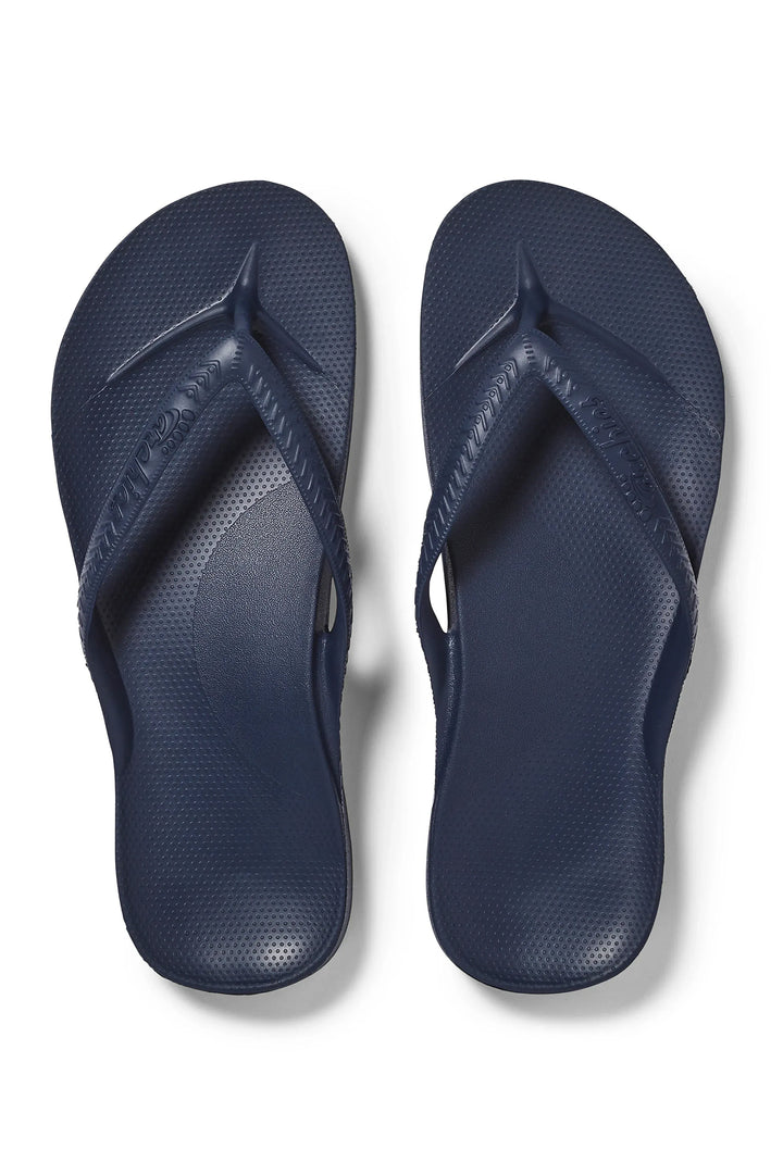 Archies arch support flip flops in navy at Shirley Allum