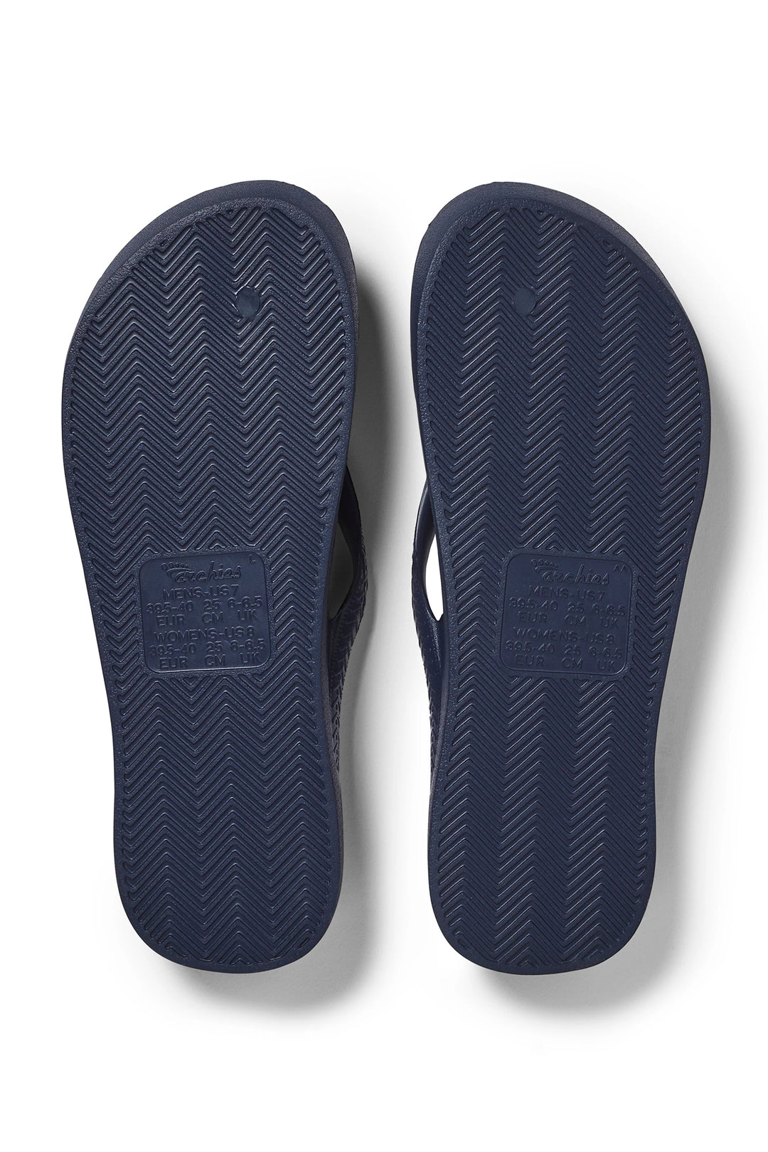 Archies arch support flip flops in navy at Shirley Allum
