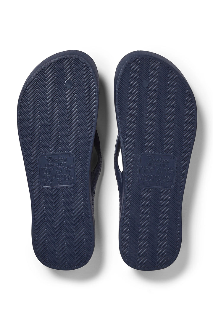 Archies arch support flip flops in navy at Shirley Allum