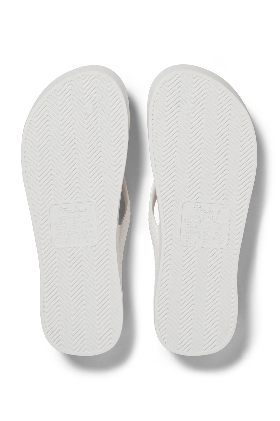 Archies arch support flip flops in white at Shirley Allum