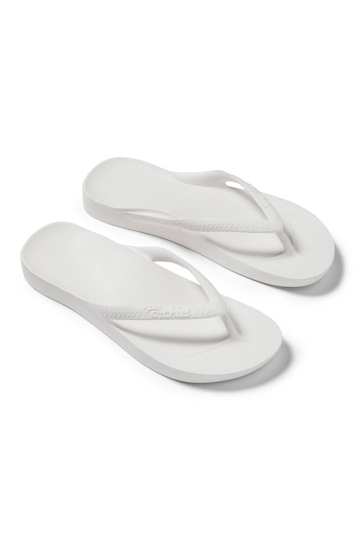 Archies arch support flip flops in white at Shirley Allum