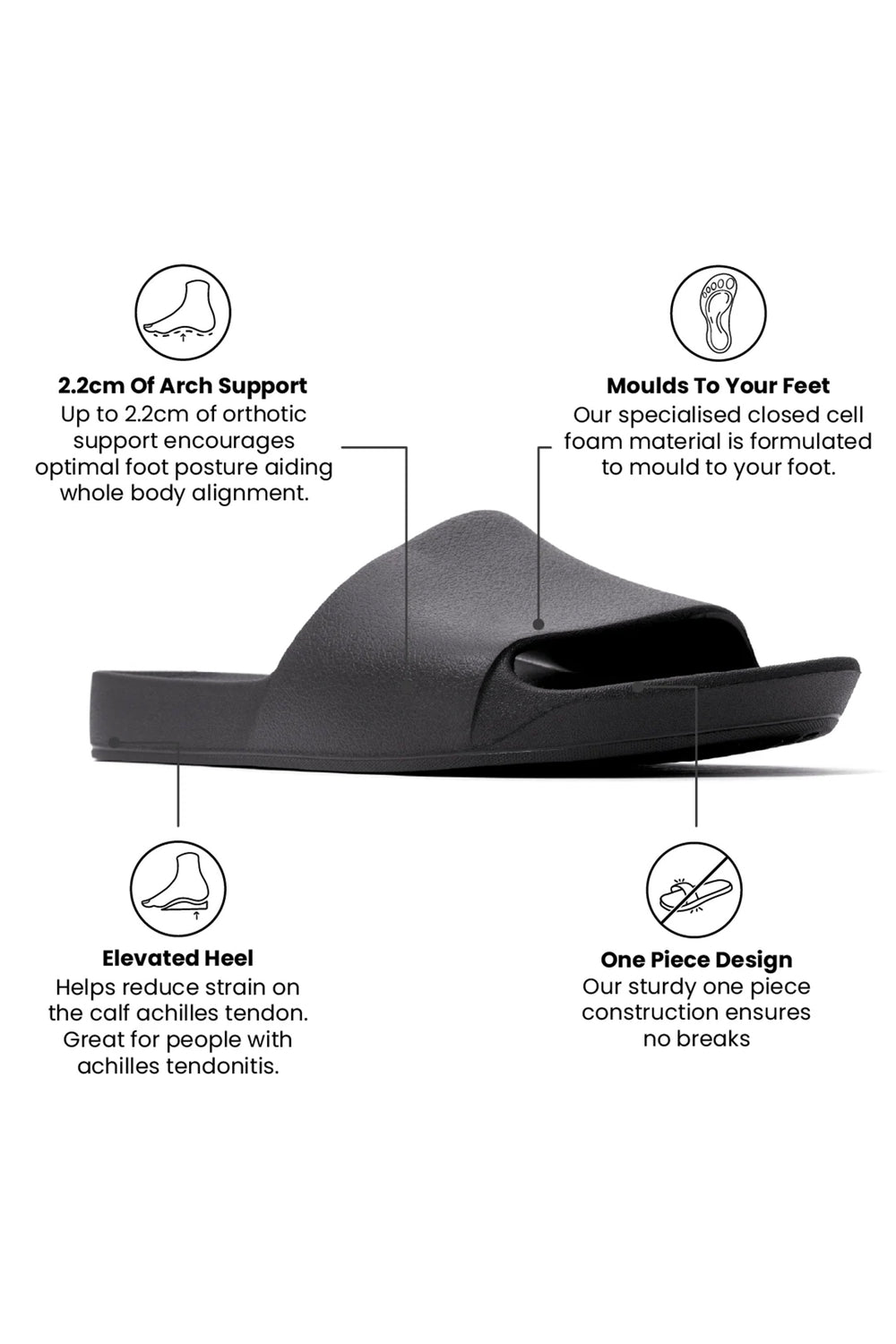 Archies arch support slides in black at Shirley Allum