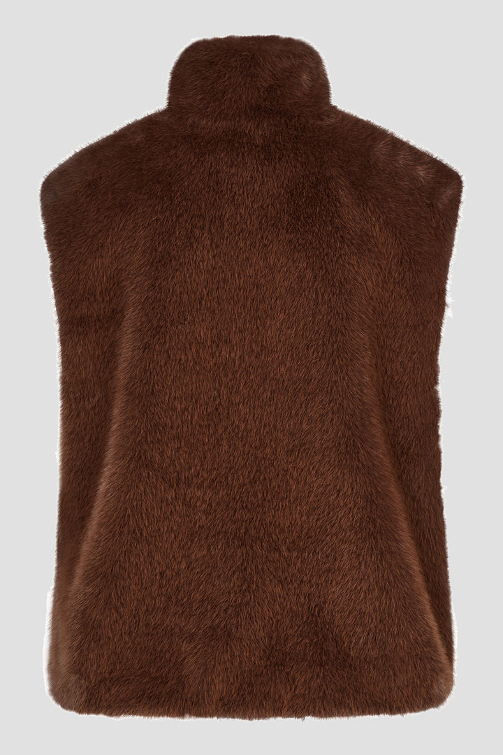 Barbara Lebek Chocolate Brown Faux Fur Gilet 15395062