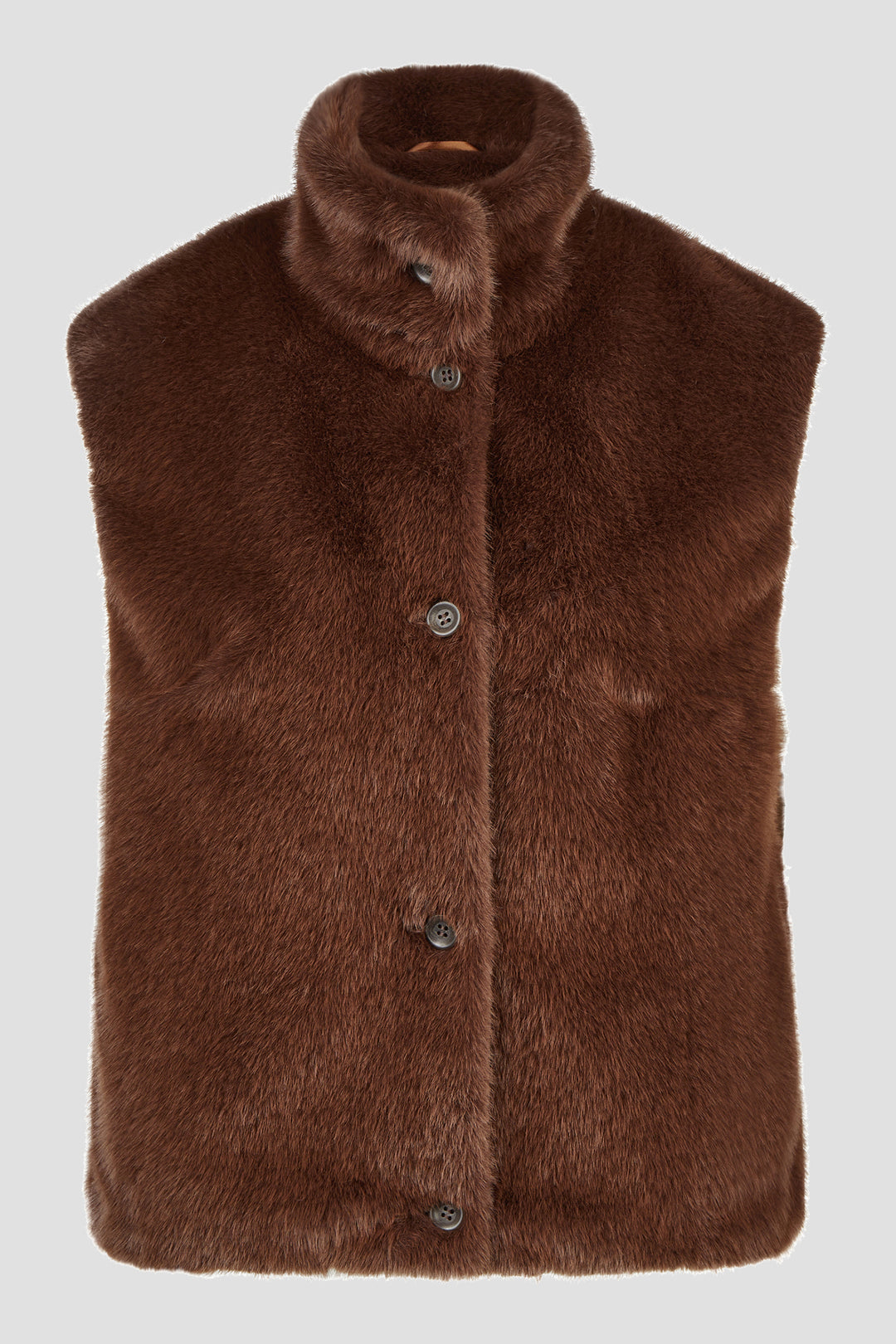 Barbara Lebek Chocolate Brown Faux Fur Gilet 15395062