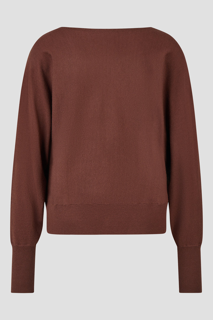 Barbara Lebek Chocolate Brown Wide Neck Jumper 15755062