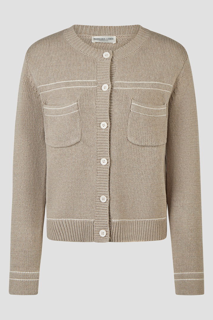 Barbara Lebek Grege Beige Knit Cardigan Jacket 15562062