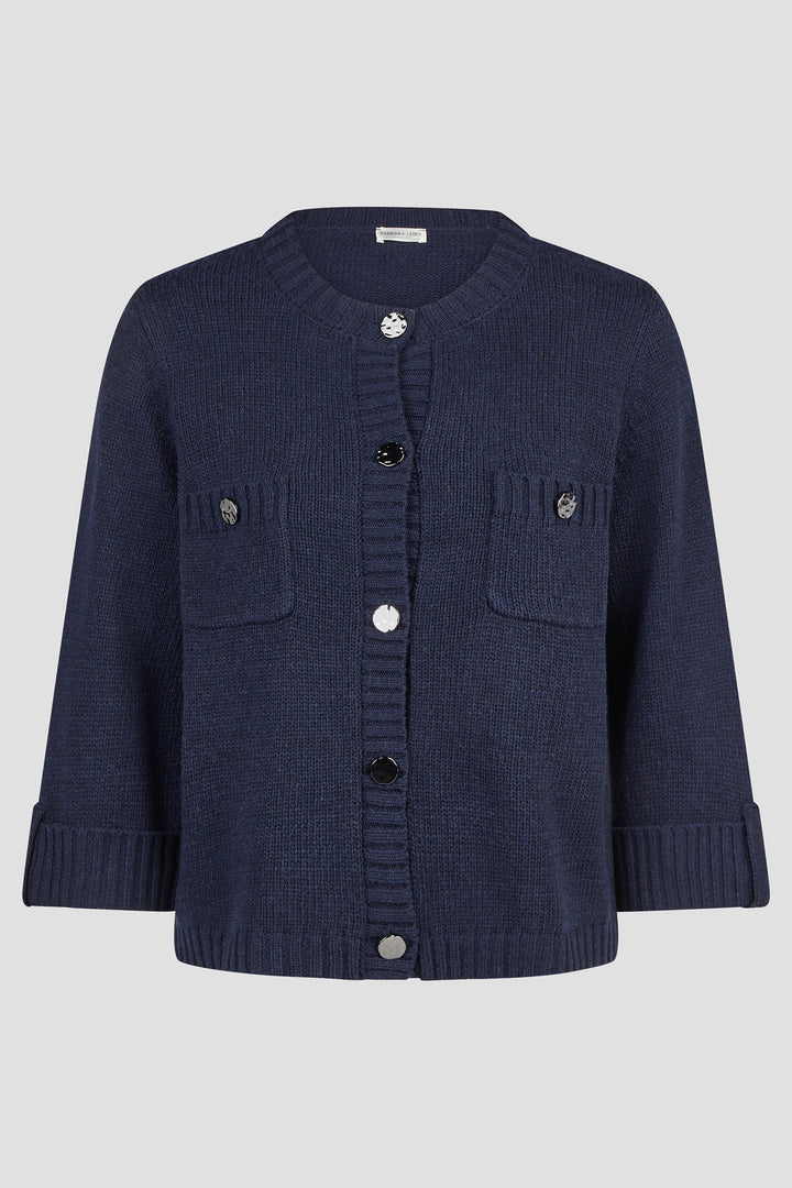 Barbara Lebek Navy Knit Jacket 15785062