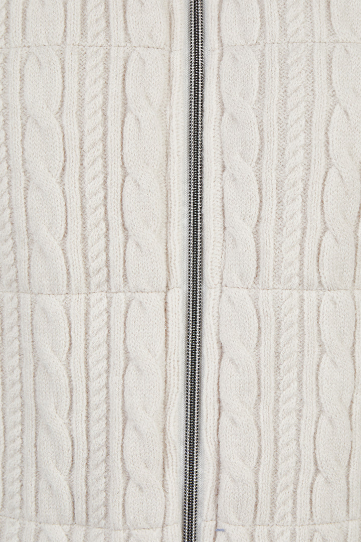 Barbara Lebek Panna Cotta Cream Cable Knit Reversible Gilet 15822062