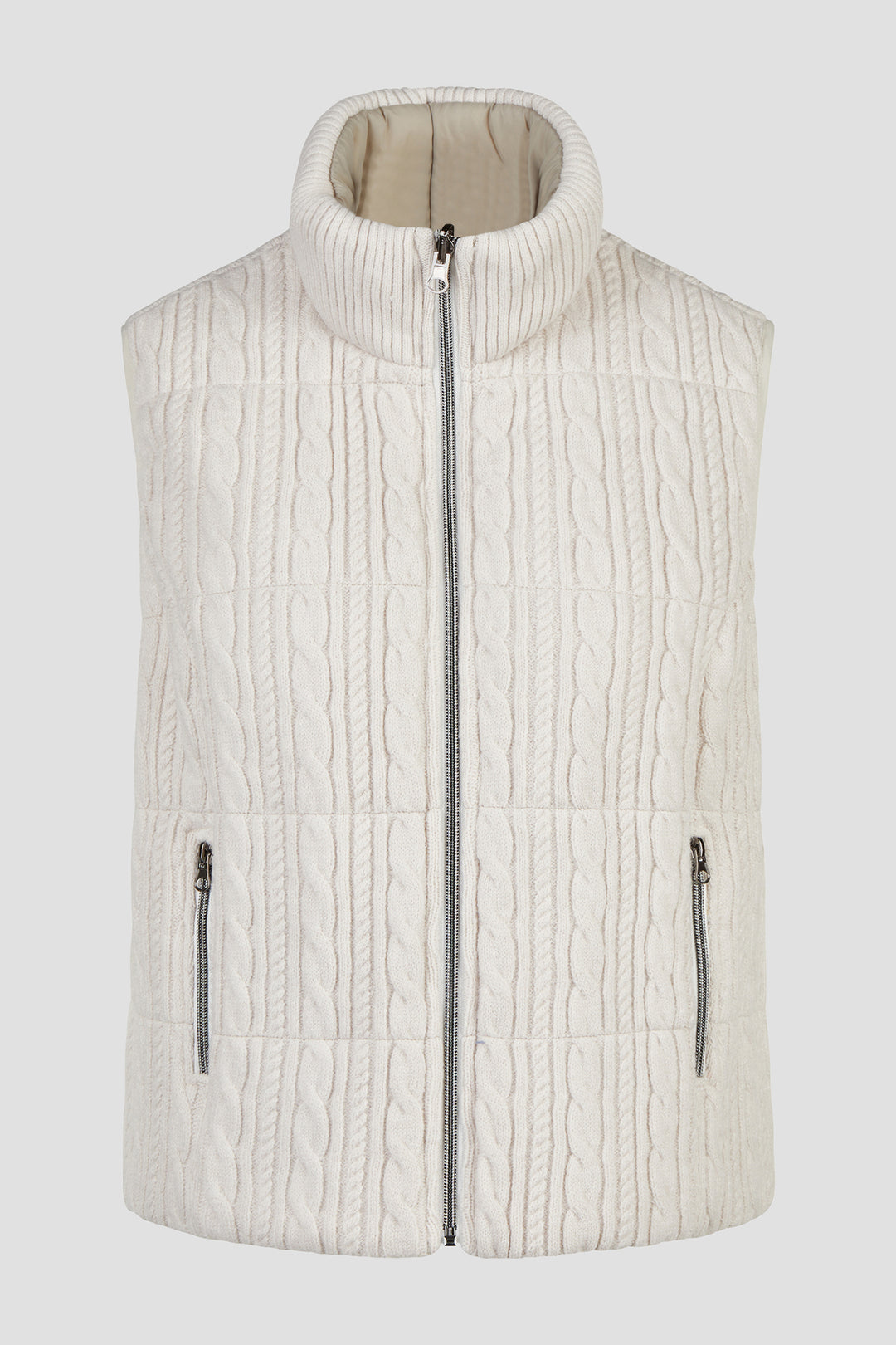 Barbara Lebek Panna Cotta Cream Cable Knit Reversible Gilet 15822062