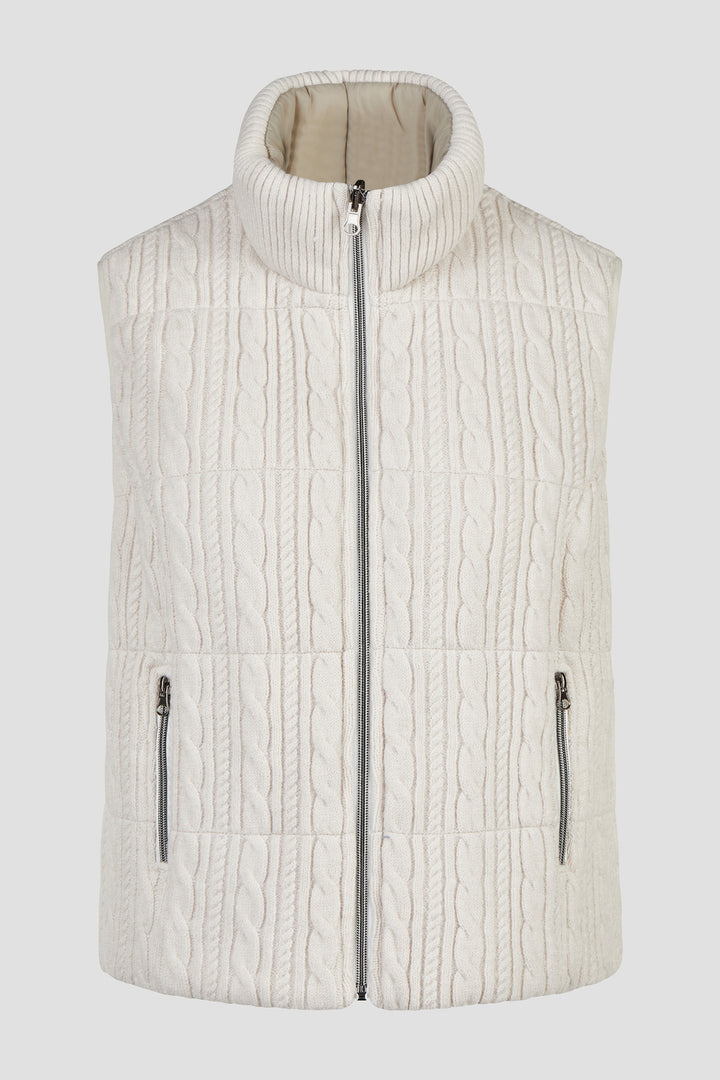 Barbara Lebek Panna Cotta Cream Cable Knit Reversible Gilet 15822062